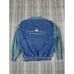 Vintage Denim Jacket Mens 2XL Western Concepts 2 Toned Denim Embroidered Farm